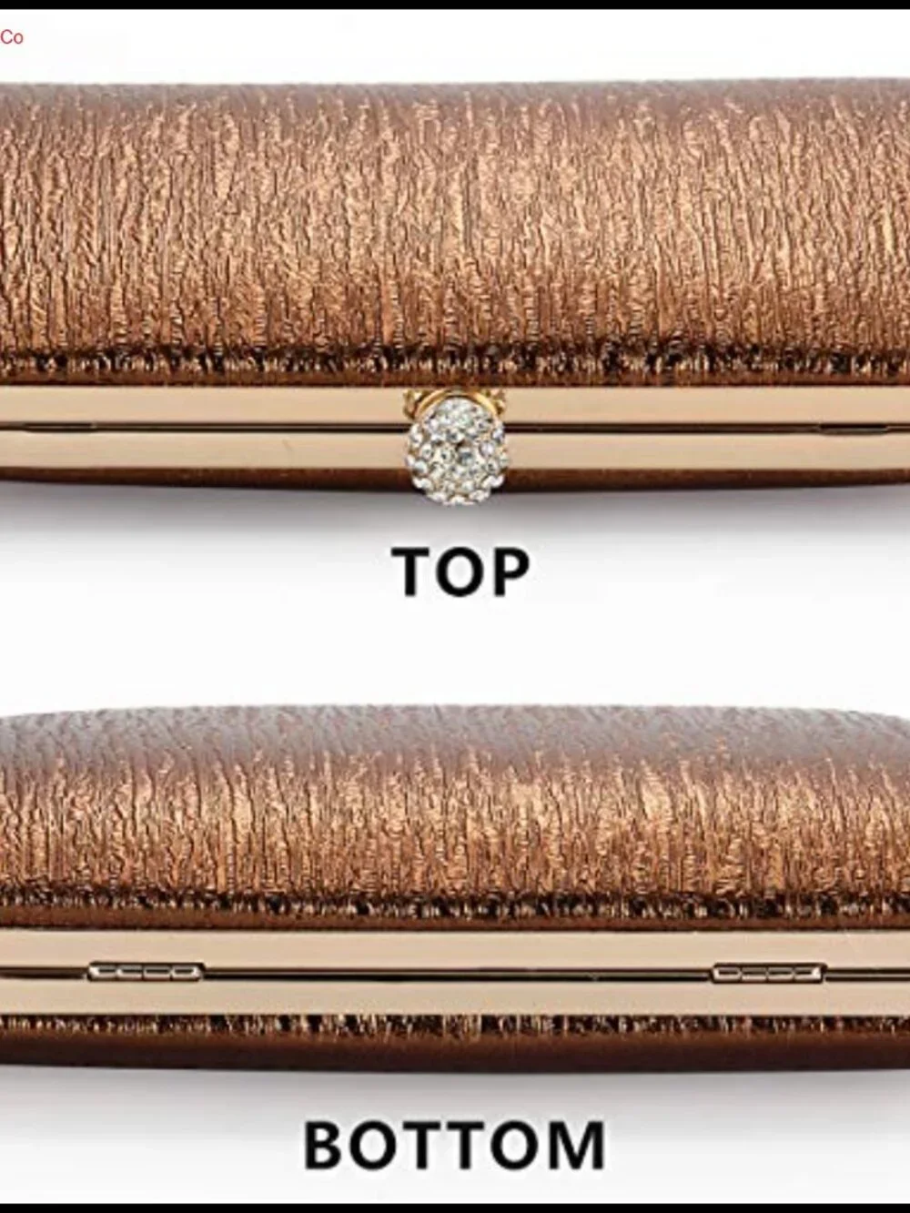 PU Leather Clutch with Metal Frame Evening Bag for Wedding Prom Party